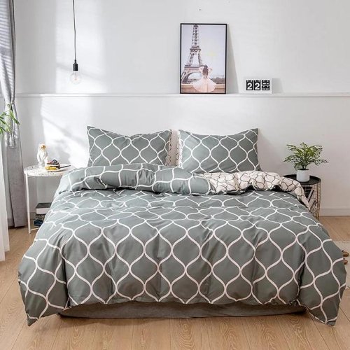 King size bedding set of 6 pieces, Geometric design. - BusDeals