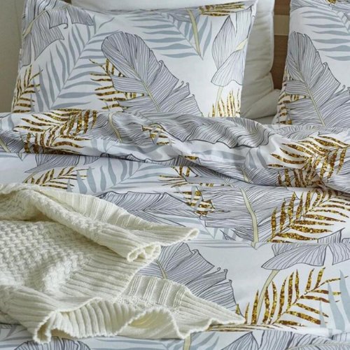 King size bedding set of 6 pieces, Leaves Design. - BusDeals