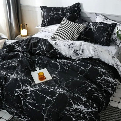 King size bedding set of 6 pieces, Marble design. - BusDeals