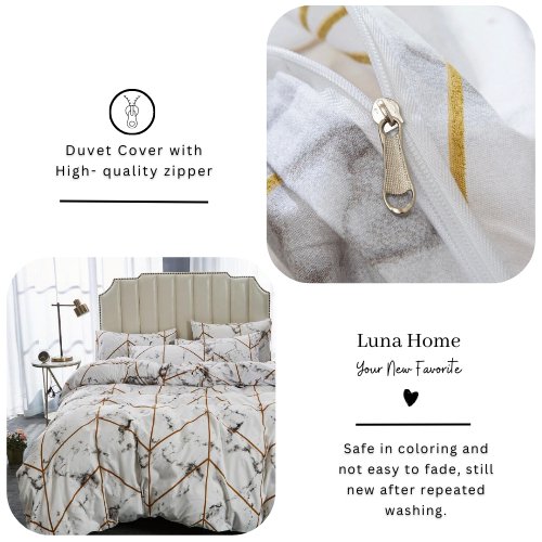 King size bedding set of 6 pieces, Marble design. - BusDeals