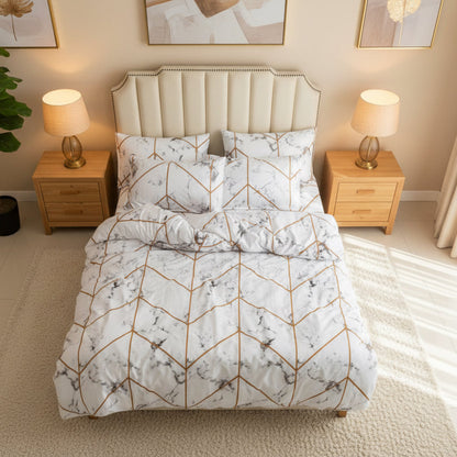 King size bedding set of 6 pieces, Marble design. - BusDeals