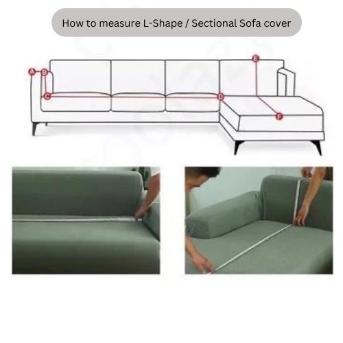L Shape 2 pieces Set Sofa cover, Brown & Yellow Geometric Design. - BusDeals