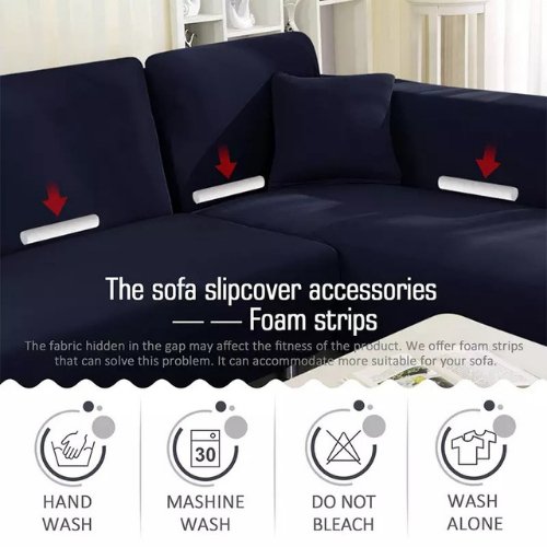 L Shape Set of 2 pieces Stretchable Sofa Cover, Geometric Design Gray Color. - BusDeals