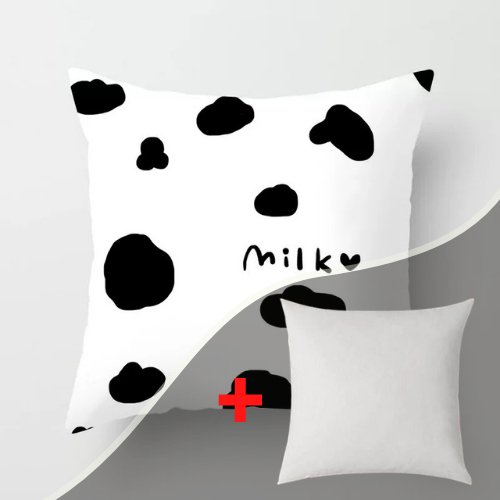 Love Milk Cushion Cover, Black and White color. - BusDeals
