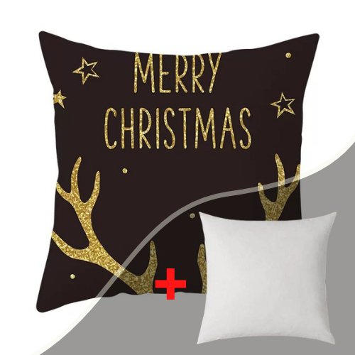 Modern decorative cushion cover, Black with christmas design - BusDeals