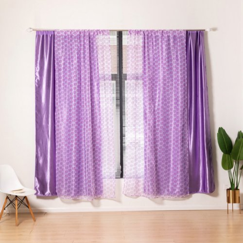 Modern drape tulle, Double layer window curtains set of 2 Pieces, Purple color - BusDeals