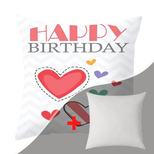 Modern happy birthday print, Decorative cushion cover - BusDeals