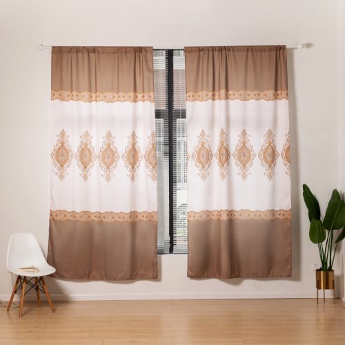 Modern print , Window curtains set of 2 Pieces, Brown color - BusDeals