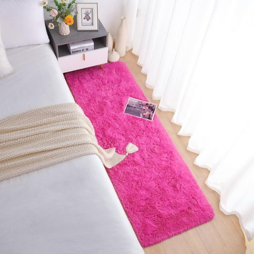 Modern soft fluffy fur carpet home decor, Coral color - BusDeals