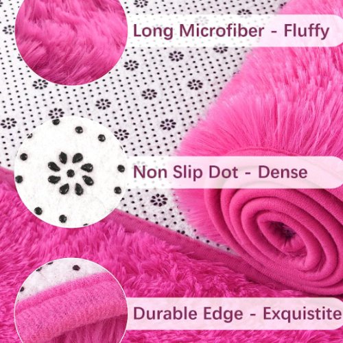 Modern soft fluffy fur carpet home decor, Coral color - BusDeals
