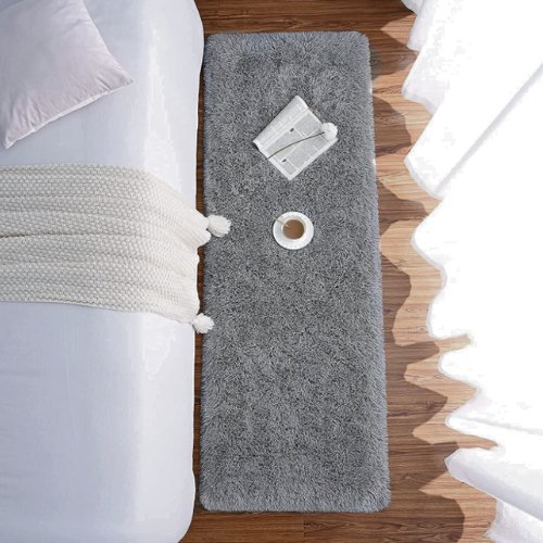 Modern soft fluffy fur carpet home decor, Grey color - BusDeals