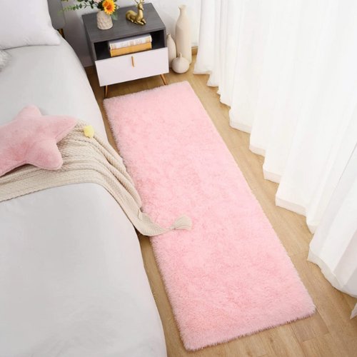 Modern soft fluffy fur carpet home decor, Pink color - BusDeals