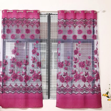Modern tulle, Window curtains set of 2 Pieces, Bordo color - BusDeals