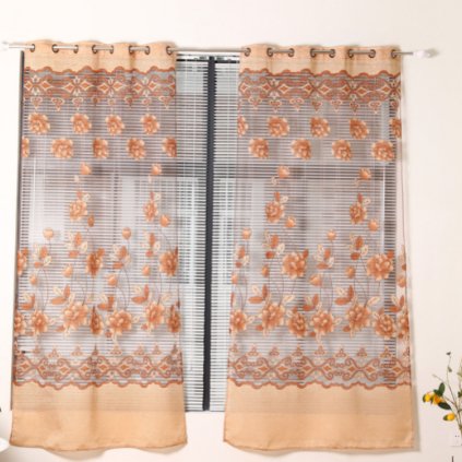 Modern tulle, Window curtains set of 2 Pieces, Brown color - BusDeals