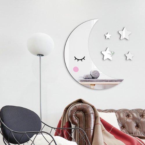 Nordic 3D mirror DIY wall stickers home decoration, Moon design - BusDeals