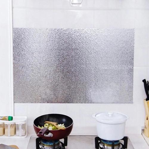 Oilproof aluminum foil paper kitchen stickers 40x1meter silver color - BusDeals