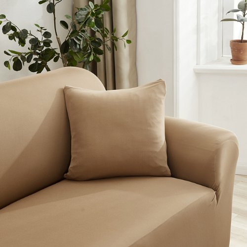 One Seater Sofa Cover Plain Sand Brown Color. - BusDeals