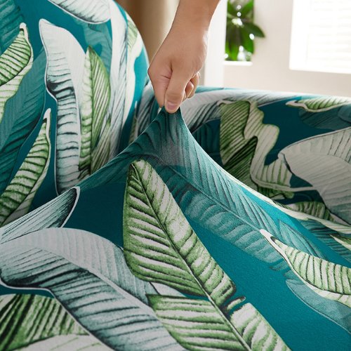 One Seater Stretchable Sofa Cover, Green Leaves Design. - BusDeals