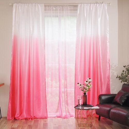 Pink ombre design, curtains window decor, set of 2 pieces. - BusDeals