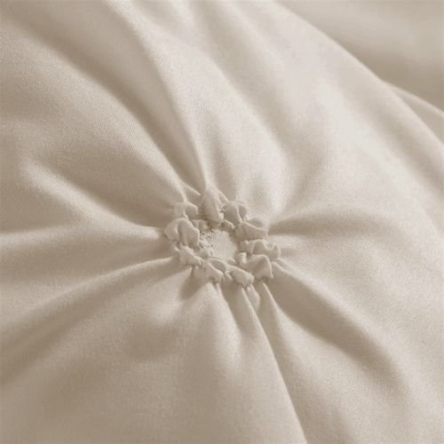 Premium 6 Piece King Size Duvet Cover Pinch Flower Design, Solid Nude Beige color. - BusDeals