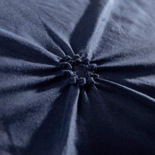 Premium 6 Piece King Size Duvet Cover Pinch Rose Design, Solid Navy Blue. - BusDeals