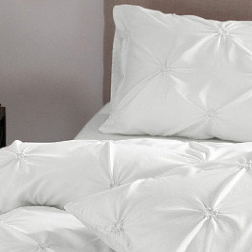 Premium 6 Piece King Size Duvet Cover Pinch Rose Design, Solid White. - BusDeals