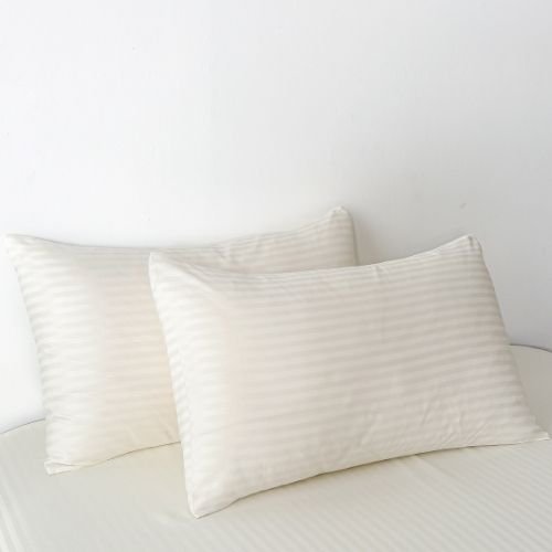 Premium 6 Piece King Size Duvet Cover Satin Stripe Solid Powder White - BusDeals
