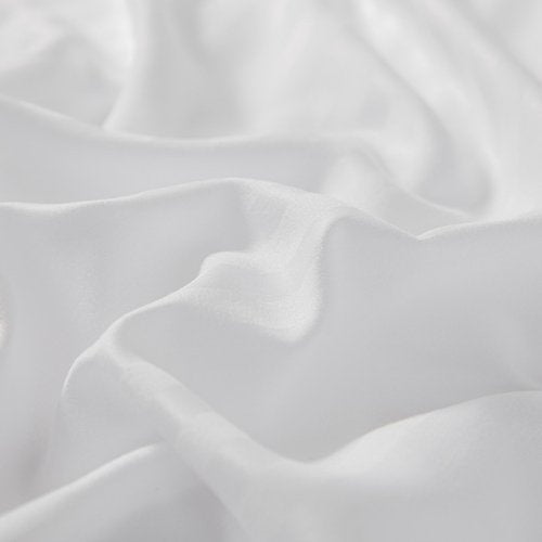 Premium 6 Piece King Size Duvet Cover Satin Stripe Solid White. - BusDeals