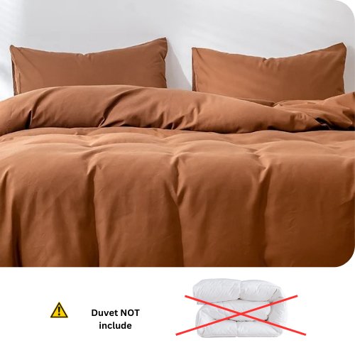 Premium King size 6 pieces Bedding Set without filler, Plain Golden Brown Color - BusDeals