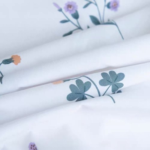 Premium King size 6 Pieces Retro Style with Light Lavender Color Bedsheet Pastoral Printed Bedding Set without filler. - BusDeals