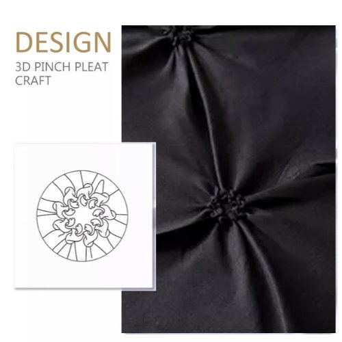 Premium King size 6 pieces Without filler, Pinch pleat plain black color, Bedding Set - BusDeals