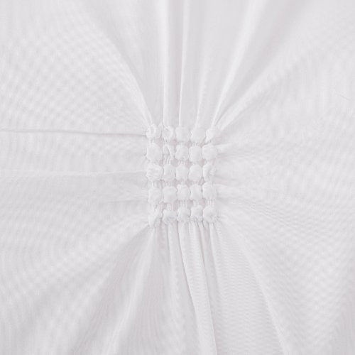 Premium King Size Pinch Pleat Diamond Embroidery of Decorating Fabric, White color. - BusDeals