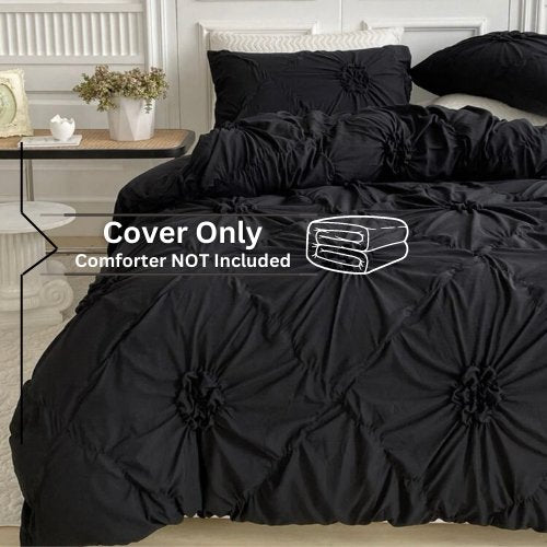 Premium King Size Pinch Pleat Embroidery of Decorating Fabric, Classic Black color. - BusDeals