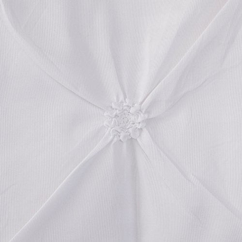 Premium King Size Pinch Pleat Flower Embroidery of Decorating Fabric, Snow White Color. - BusDeals