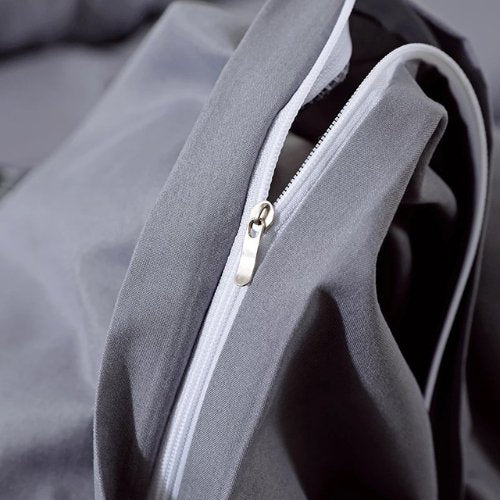 Premium Queen/Double size 6 pieces Bedding Set without filler, Plain Anchor Grey Color - BusDeals