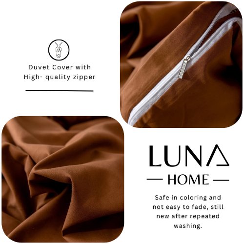 Premium Queen/Double size 6 pieces Bedding Set without filler, Plain Golden Brown Color - BusDeals