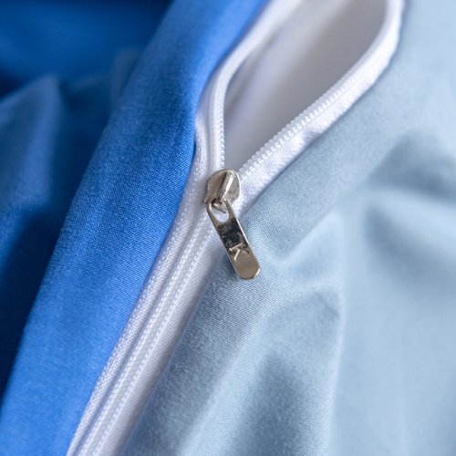Premium Queen/Double Size Korean Reversible Bedding Set, Plain Grey and Blue Color. - BusDeals