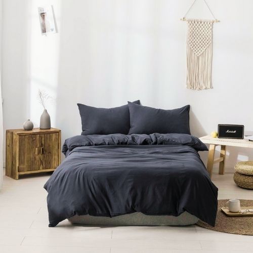 Premium Single size 4 pieces Bedding Set without filler, Plain Black Color - BusDeals