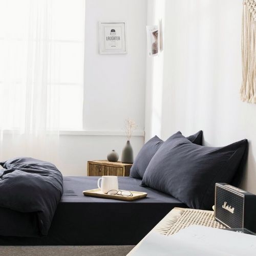 Premium Single size 4 pieces Bedding Set without filler, Plain Black Color - BusDeals