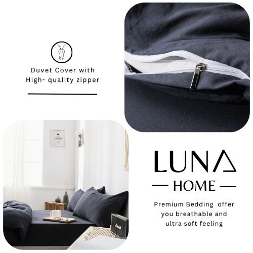 Premium Single size 4 pieces Bedding Set without filler, Plain Black Color - BusDeals