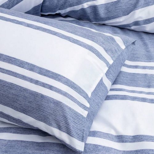 Queen size 6 pieces, Blue Stripe Design Duvet cover set. - BusDeals