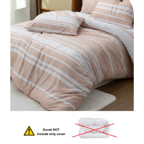 Queen size 6 pieces, Coral Stripe Design Duvet cover set. - BusDeals