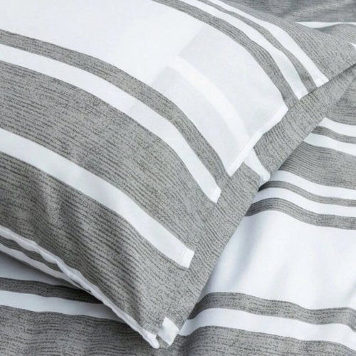 Queen size 6 pieces, Gray Stripe Design Bedding set. - BusDeals