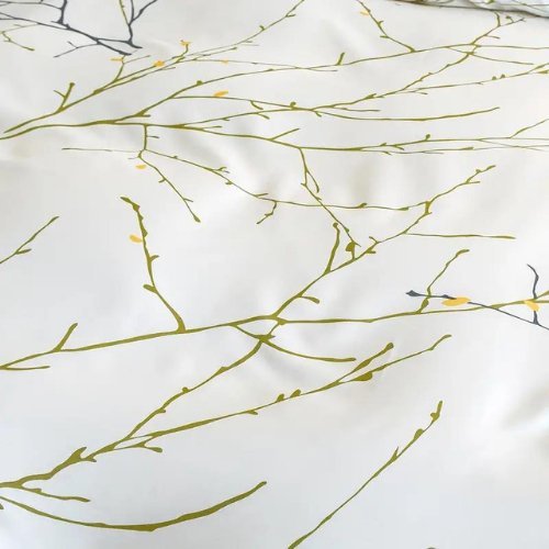 Queen Size 6 Pieces Twigs Print Duvet Cover Set, Beige color. - BusDeals