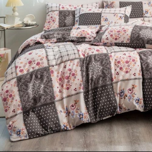 Queen/Double size 6 pieces Bedding Set without filler, Brown Color Flower Design - BusDeals