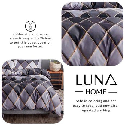 Queen/Double size 6 pieces Bedding Set without filler ,Rhombs Design - BusDeals
