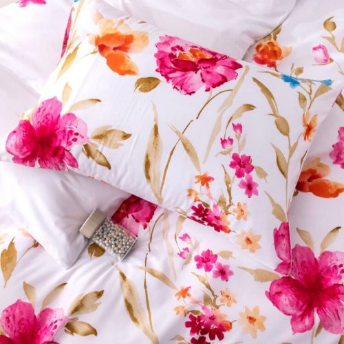 Queen/Double Size 6 pieces magenta flowers design, Fuchsia color, bedding Set. - BusDeals