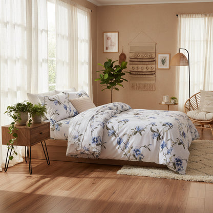 Queen/Double size 6 pieces, Spring Flower Design Cobalt Color, duvet cover set. Bedsheet Unite Arab Emirates, Dubai, Abu Dhabi- BusDeals