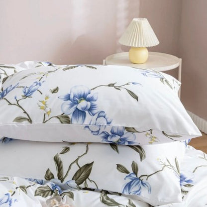 Queen/Double size 6 pieces, Spring Flower Design Cobalt Color, duvet cover set. - BusDeals