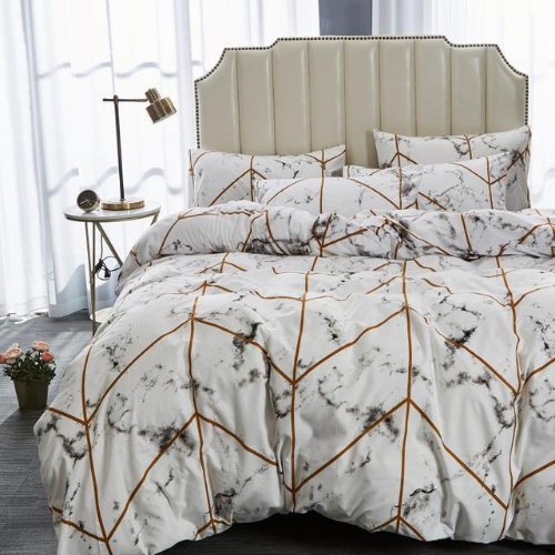 Queen/Double size bedding set of 6 pieces, marble design. - BusDeals